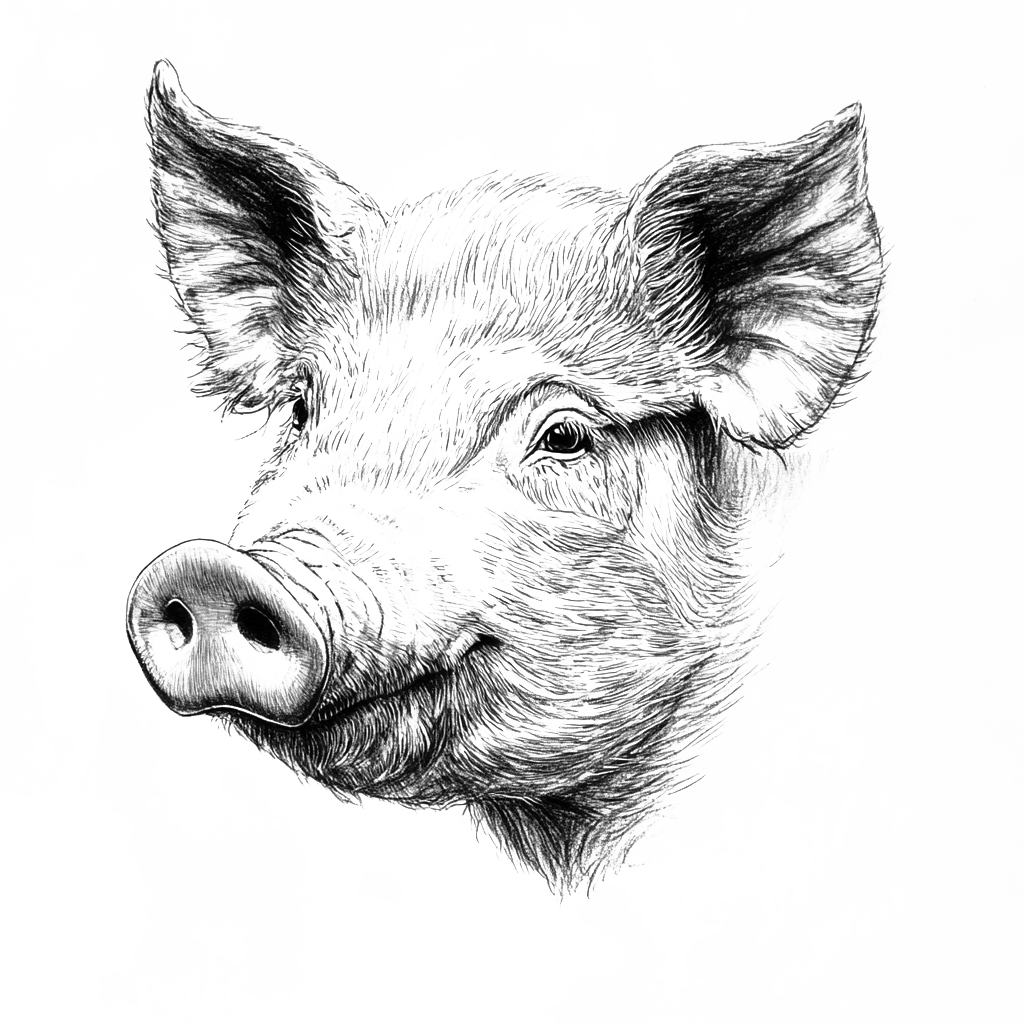 Illustration tête cochon
